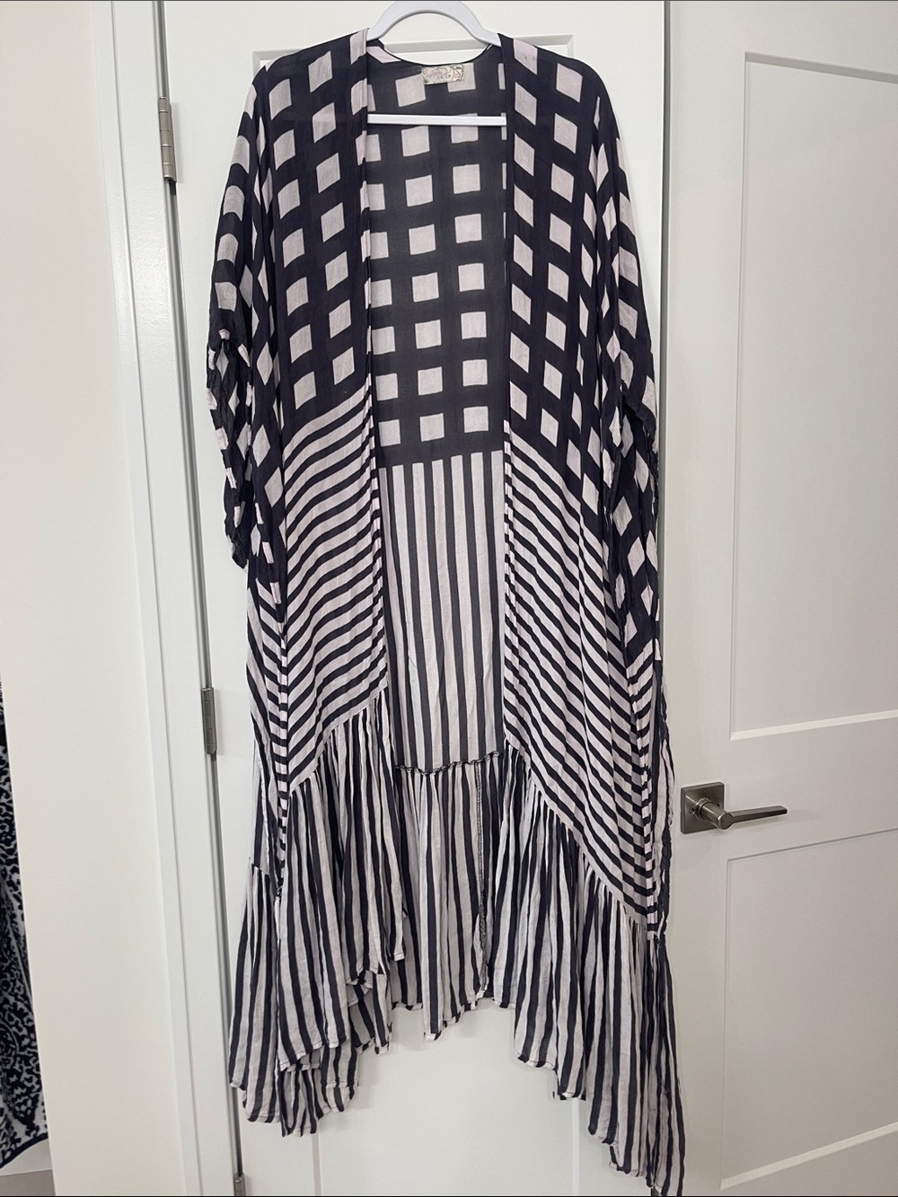 Free People Black and White Patterned Open Kimono